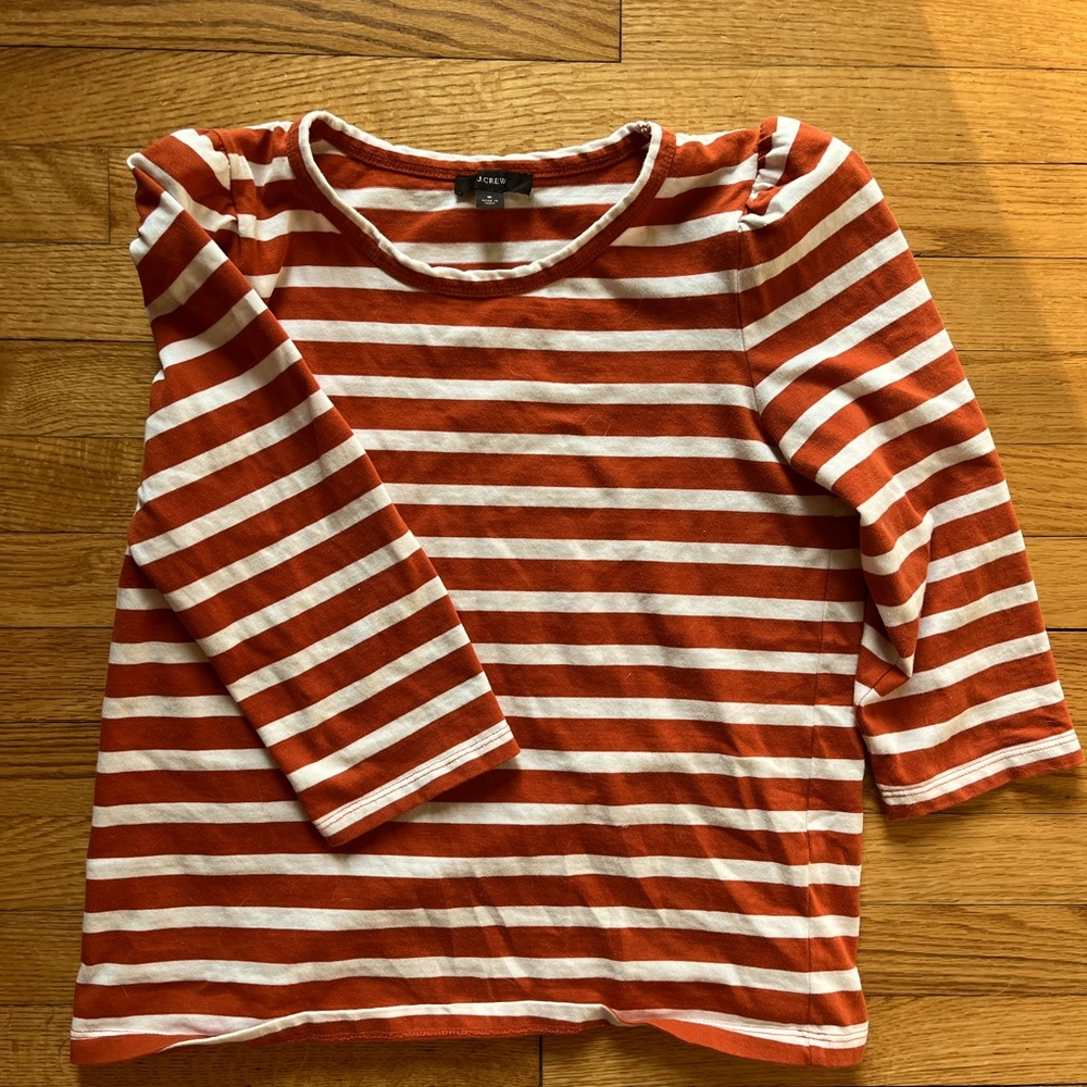 Jcrew 3/4 sleeve shirt - white and burnt orange stripe - size Small